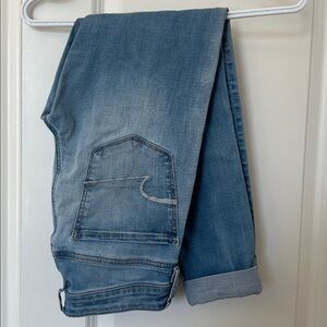 Distressed American Eagle Blue Skinny Jeans for Women